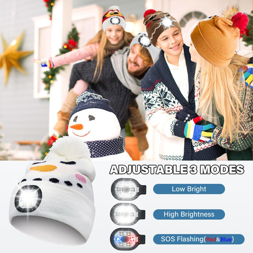 Gorro Led Con Luz Para Adultos, Recargable Por Usb, Con Puls