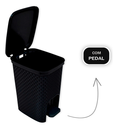 Lixeira Com Pedal Trama Rattan 7 Litros Escritório