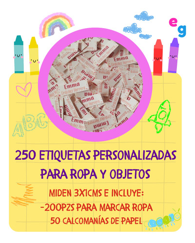 250 Etiquetas Personalizadas Marcar Ropa Envio Gratis¡¡