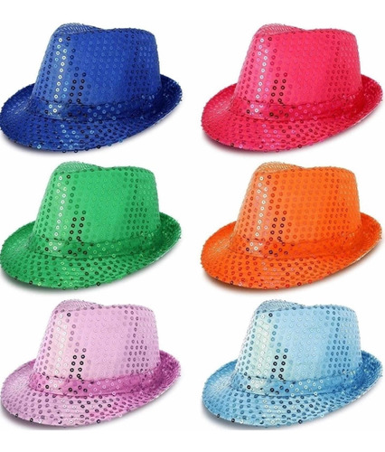 Sombrero De Lentejuelas Brillantes Neon  Disfraz Hora Loca