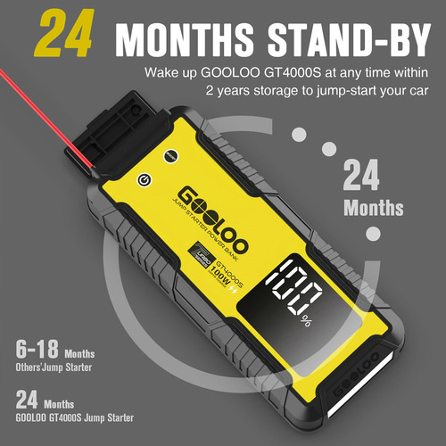 Jump Starter Gooloo Gt4000s 4000a Para Diésel De 10 Litros Y