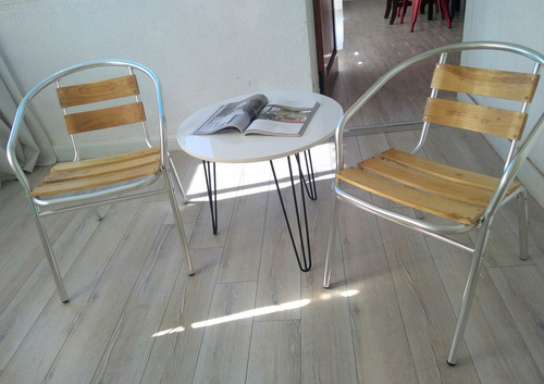 Silla Aluminio Y Madera Apilable