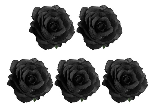 Broche Para El Pelo Con Forma De Rosa Artificial Negra, Acce