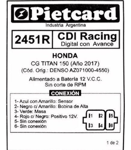 Cdi Honda Cg New Titan 150 Sin Corte