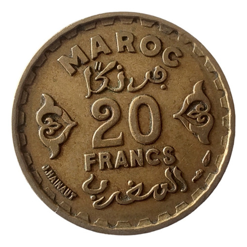 Moneda Marruecos 20 Francs 1952(x1743