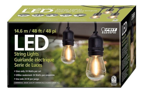 Imagen 1 de 3 de Serie Extensión De Luces Led 24 Focos Vintage 14.6m Int/ext