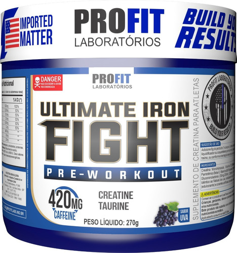 Pré-treino Ultimate Iron Fight 270g - Profit Labs Sabor Uva