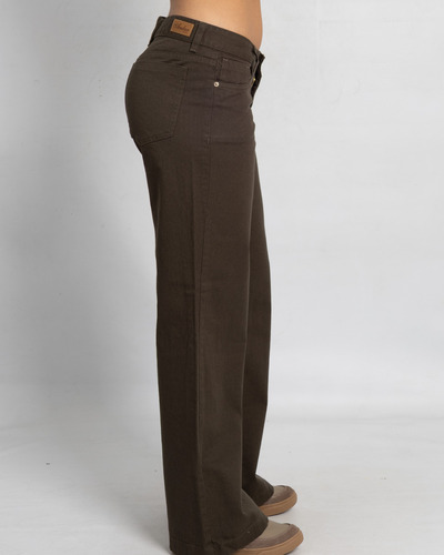 Jeans Pantalon Wide Leg Liso Rigido Mujer Tiro Bajo De Moda