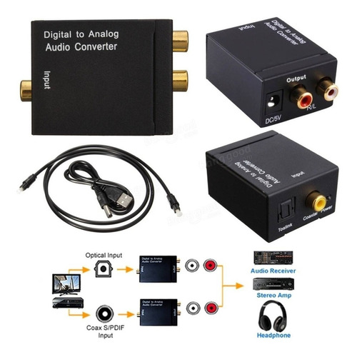 Conversor Audio Digital A Rca + Cable Optico Digital 1 Mts | MercadoLibre