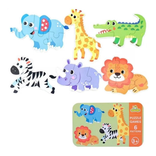 Puzzles Rompecabezas Animal Selva Juego Didáctico Madera