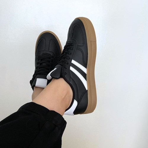 Tenis Mujer Moda Samba Zapato Dama Negro Dupe Urbano Blanco
