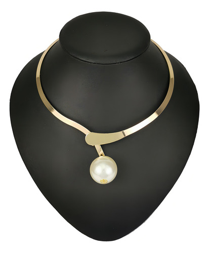 Colar Choker Dourado Feminino Pérola Luxuoso Para Festa
