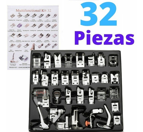 Imagen 3 de 6 de Prensatelas Pie De Maquina Coser Domésticas Kit De 32 Patas