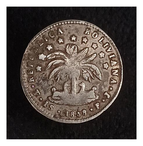 Bolivia 1 Sol 1859/8 Excelente Plata Km 119