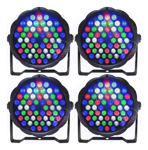 Kit 4 Canhao Led 64 Rgbw 54 Leds 3w Dmx Jogo De Luz Slim Pro 110V/220V