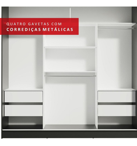 Guarda-roupa Casal Madesa Reno 3 Portas Correr Com Espelho