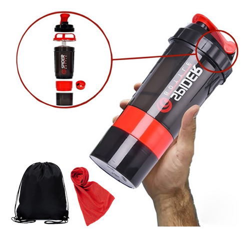 Vasos Shaker Proteina Gym Mezcladora +bolsa+deportes  Toalla