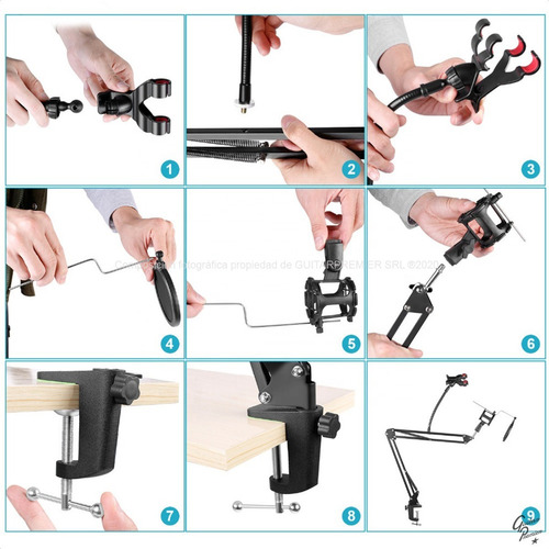 Kit Soporte De Microfono Articulado Plegable Antipop Celular