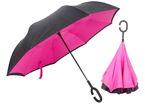 Guarda Chuva Invertido Pink Dupla Camada