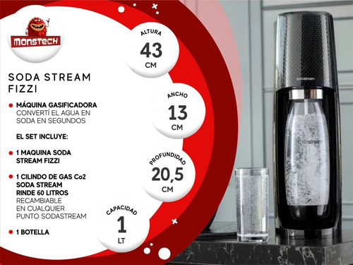 Sodastream Fizzi Maquina Para Hacer Soda + Botella + Co2