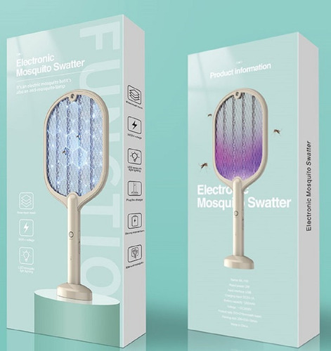 Imagen 2 de 9 de Raqueta Paleta Mata Moscas Mosquitos Recargable Usb Dual