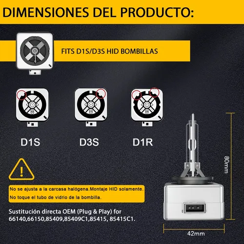 1 Par, Kit De Focos Xenón D3s Luz Alta/baja 35w 6000k Blanco