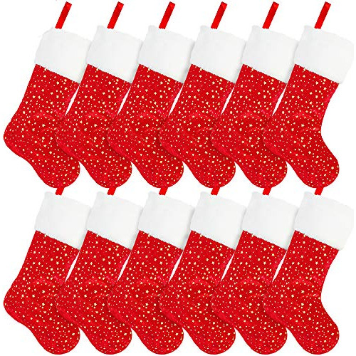 Christmas Stockings, 12 Pack 18 Inches Glittery Golden ...