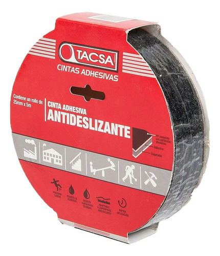 Cinta Adhesiva Antideslizante Tacsa 25 Mm X 5 Mts 