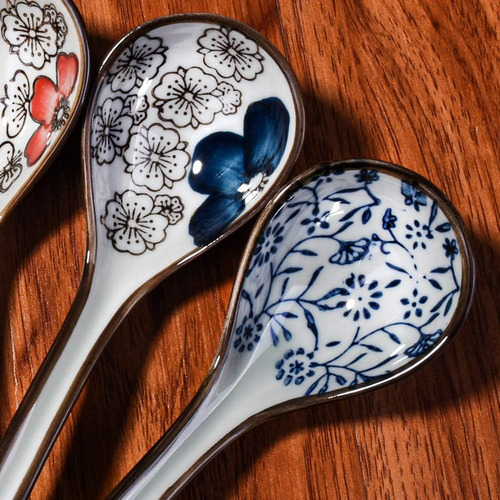 Juego De 4 Cucharas De Sopa Japonesas Y Coreanas, Cucharas D