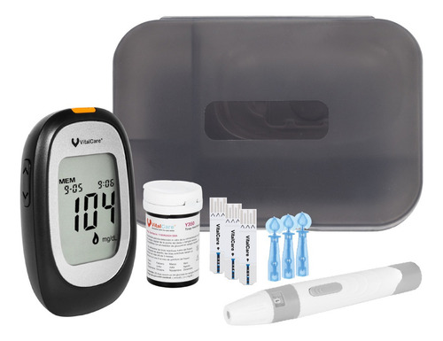 Kit Glucómetro 310 Vitalcare Con 50 Tiras + 100 Lancetas Color Negro
