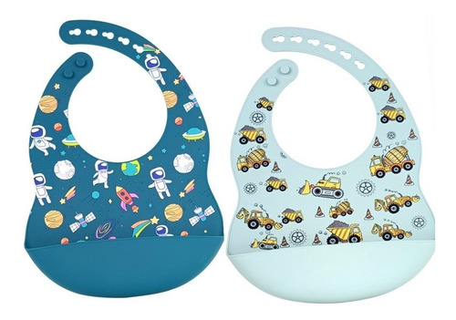 Baberos Bebes Suaves De Silicón Set Niños 2 Pzas