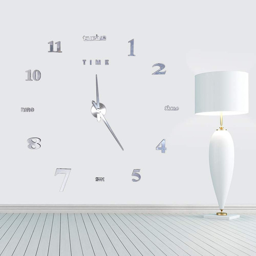 Reloj 3d Adhesivo Pared Marco Moderno Kit Decoracion Espejo