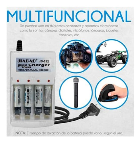 Cargador Y Pilas Recargable Aa+aaa 4 Pila Batería Recargable