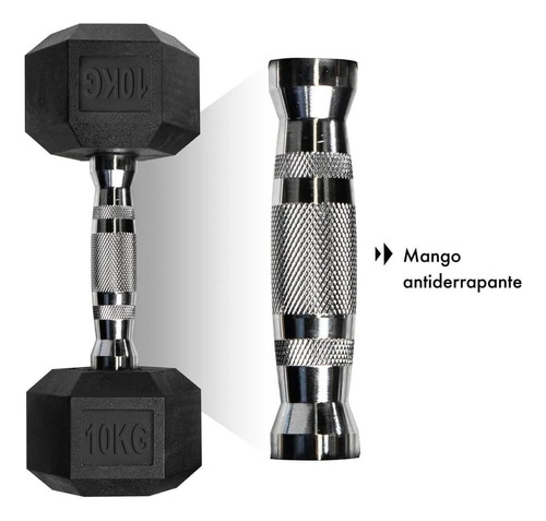 Mancuernas De Caucho Gym 20 Kilos Total Hexagonal Importadas