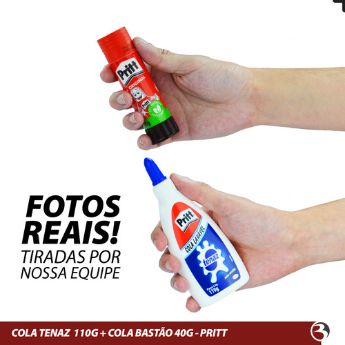 Cola Bastão Pritt 40g + Cola Branca Tenaz 110g Lavável