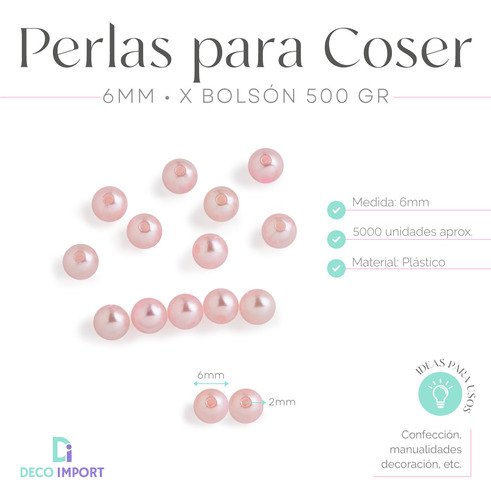 Perlas Para Coser 6mm 500g Medio Kilo 5000 Perlas Plásticas