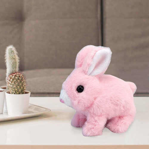 Estatueta Elétrica De Brinquedo De Pelúcia Pulando Rosa