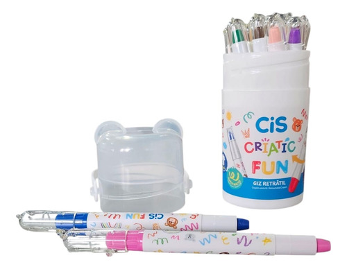 Giz De Cera Retratil Color Gel 12 Cores Aquarelável Cis