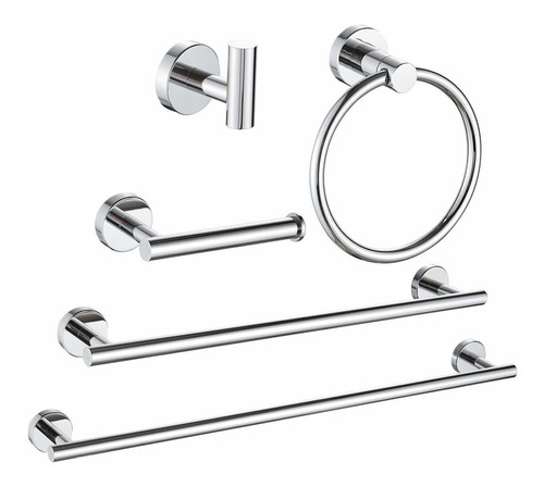 Set De 5 Accesorios Para Baño Cromo Pulido Marmolux Acc -89