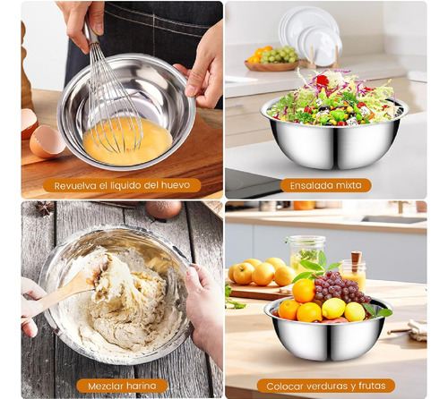 Set 3 Pzs Tazon Bowl 30cm Ensaladera Acero Inoxidable Cocina