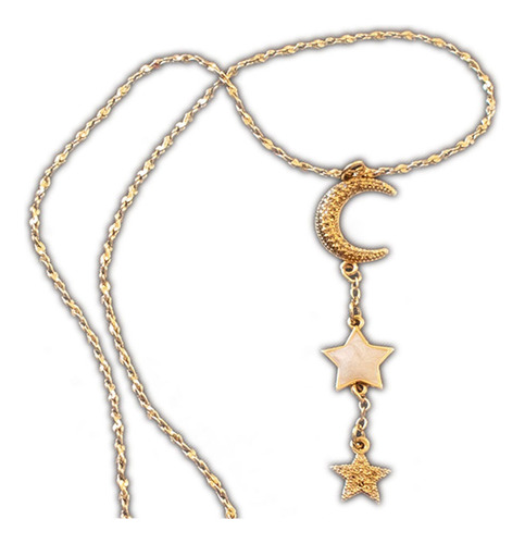 Collar + Dije Luna Estrella Blanca Swarovski Oro Laminado
