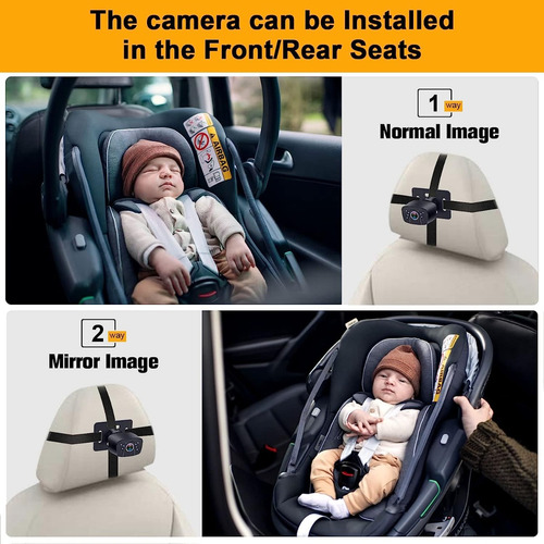 Espejo Cámara De Coche Para Bebé Hd 1080p Rotación 360°