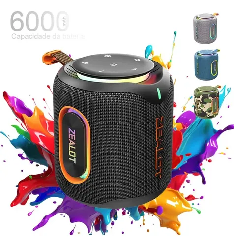 Caixa de Som Bluetooth Portátil Zealot M1 30W Preto com Subwoofer