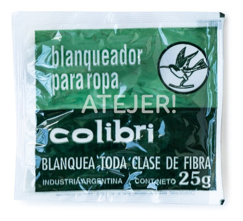 Blanqueador Para Ropa Colibrí Sobre X 25 Gramos