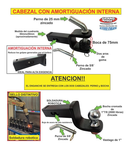 Enganche Con Dos Cabezales Steeltiger Para Hilux 2016 2025