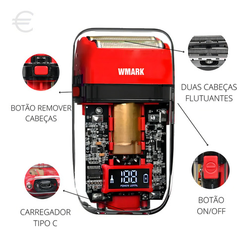 Máquina Cortar Cabelo Wmark + Barbeador Elétrico Wmark