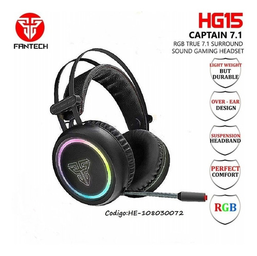 Headset Fantech 7.1 (mod.hg15) W/microphone Gaming Rgb