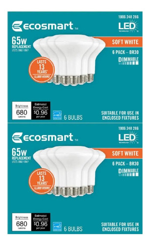 Bombilla Led Ecosmart Br30 65w Equiv. Blanca Suave (12-pack)