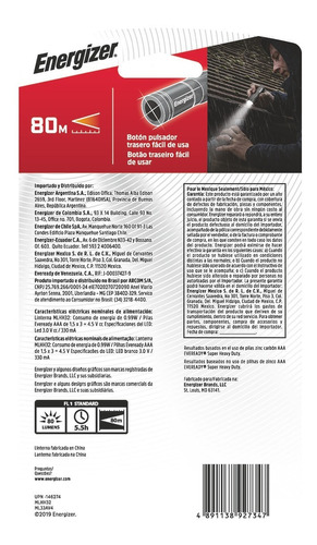 Imagen 5 de 8 de Linterna Energizer Metálica 6 Leds Ml33av4