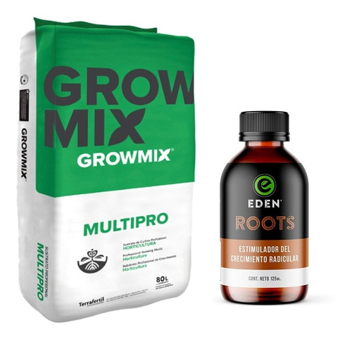 Sustrato Growmix Multipro 80lts Con Eden Roots 125 Cc